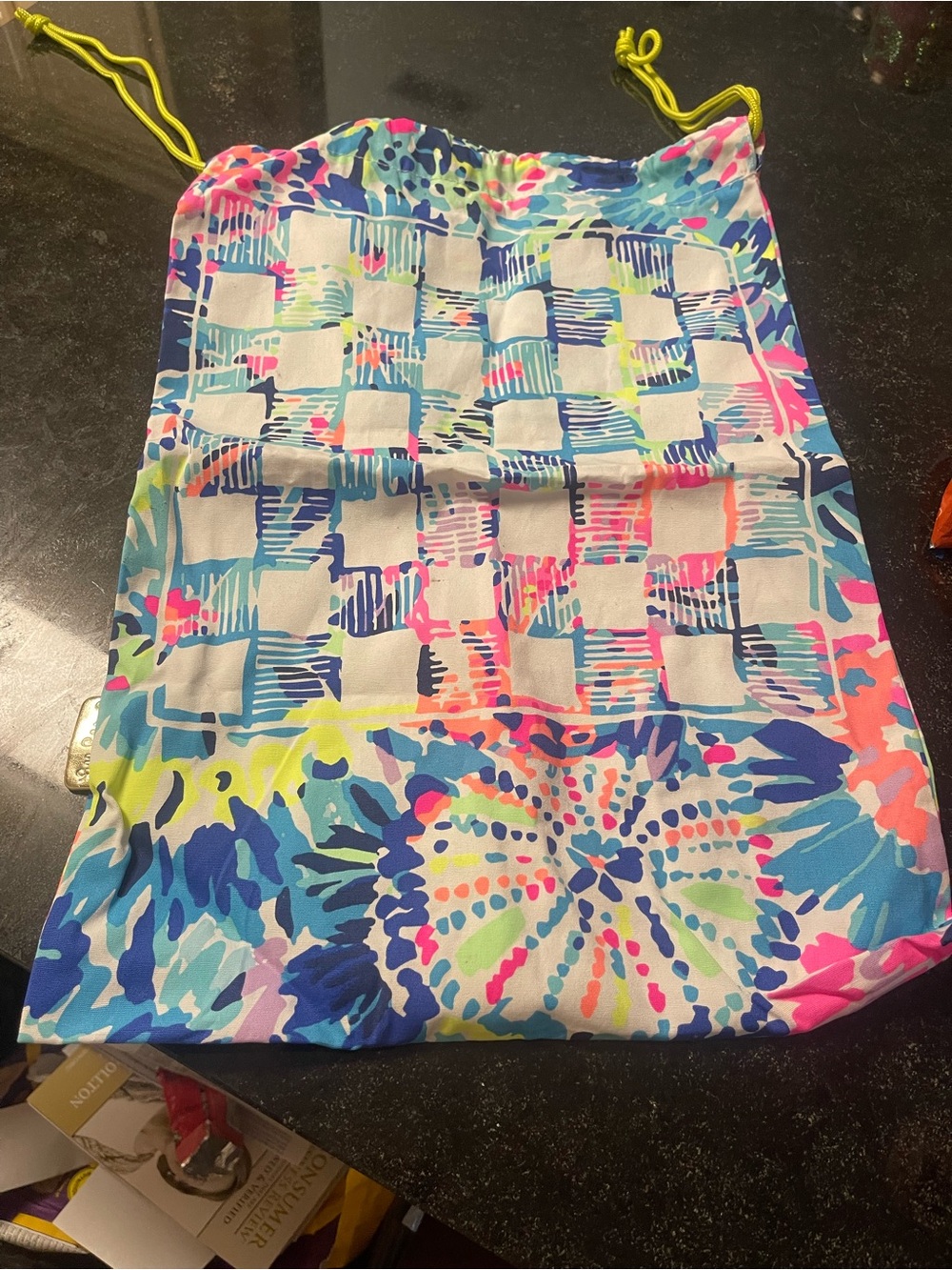 Lilly Pulitzer Neon Multi-Color Mini Drawstring Bag - Picture 2 of 3